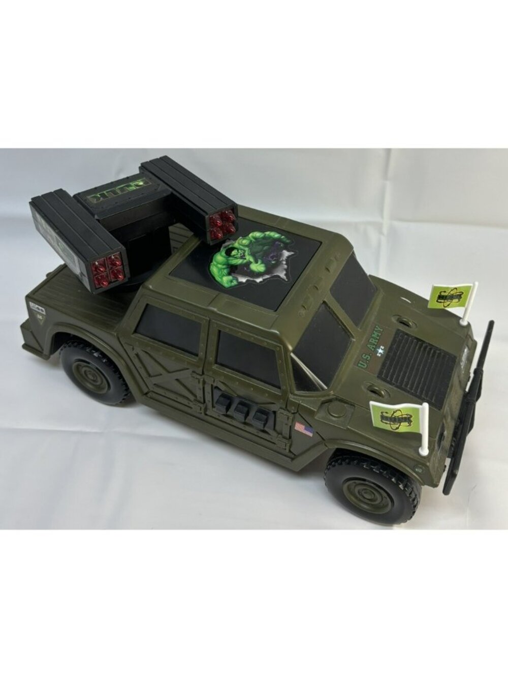TESTED! Vintage 1999 Marvel HULK Light & Sound Military Squad US Army Hummer Toy